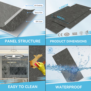 Bladel vízálló PVC falpanel szett (4 db/doboz) - Kőhatású burkolat zuhanyzóba és konyhába (120x60 cm) [neu. haus]