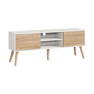 TV-állvány Eskilstuna 120x29,5x46,5 cm forgácslap tömör fa lábakkal [en.casa]