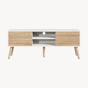 TV-állvány Eskilstuna 120x29,5x46,5 cm forgácslap tömör fa lábakkal [en.casa]