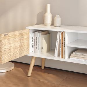 TV-állvány Eskilstuna 120x29,5x46,5 cm forgácslap tömör fa lábakkal [en.casa]