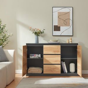 Komód Kyr fekete/rusztikus tölgyfa hatású [en.casa]