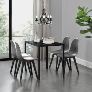 [en.casa]® Étkezőgarnitúra étkezőasztal 105cm x 60cm x 75cm székekkel étkező szett konyhai asztal 4 műanyag székkel 83x54x48 cm