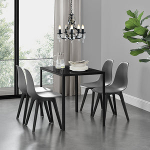 [en.casa]® Étkezőgarnitúra étkezőasztal 105cm x 60cm x 75cm székekkel étkező szett konyhai asztal 4 műanyag székkel 83x54x48 cm