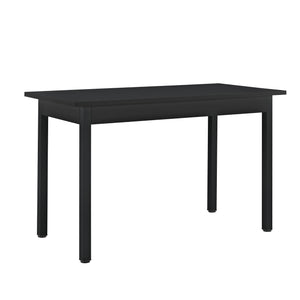  [en.casa]® Étkezőgarnitúra étkezőasztal 120cm x 60cm x 75cm székekkel étkező szett konyhai asztal 4 műanyag székkel 83x54x48 cm