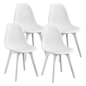  [en.casa]® Étkezőgarnitúra étkezőasztal 120cm x 60cm x 75cm székekkel étkező szett konyhai asztal 4 műanyag székkel 83x54x48 cm