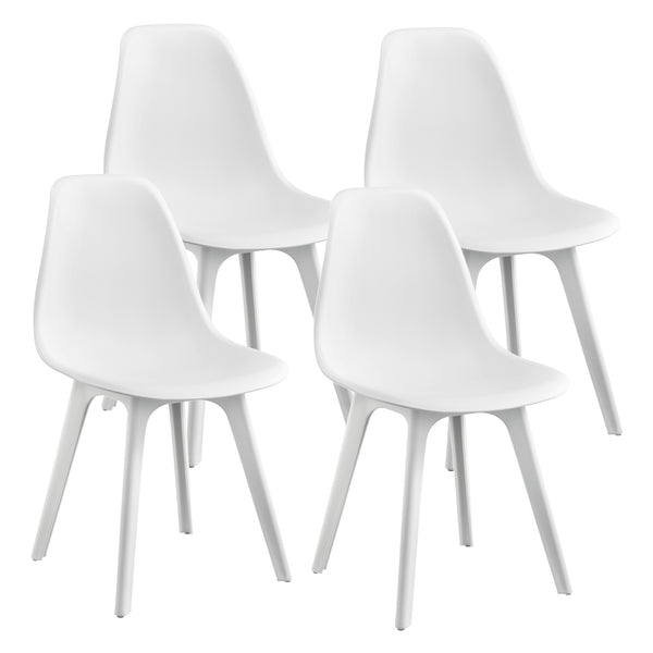  [en.casa]® Étkezőgarnitúra étkezőasztal 120cm x 60cm x 75cm székekkel étkező szett konyhai asztal 4 műanyag székkel 83x54x48 cm