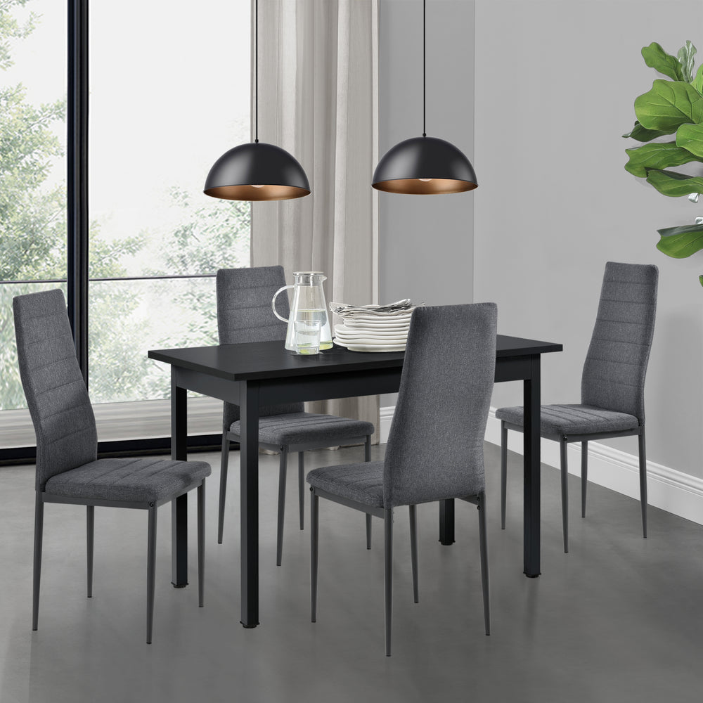 Essgruppe Honningsvåg 5 részes, 120x60 cm-es asztallal és 4 párnázott székkel en.casa - premiumXL