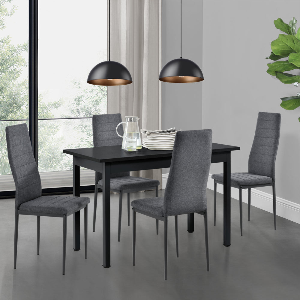 Essgruppe Honningsvåg 5 részes, 120x60 cm-es asztallal és 4 párnázott székkel en.casa - premiumXL