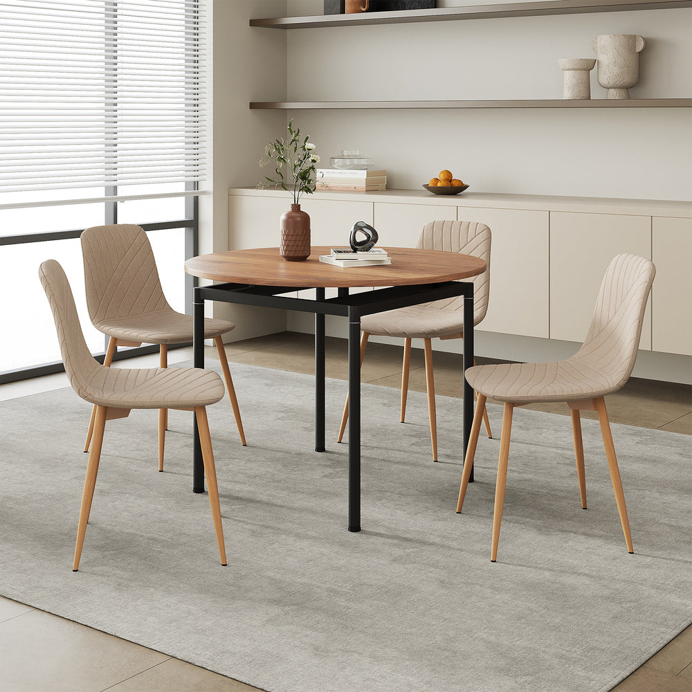 Étkezőgarnitúra Hemnes 4 személyes kerek asztallappal világosbarna [en.casa]