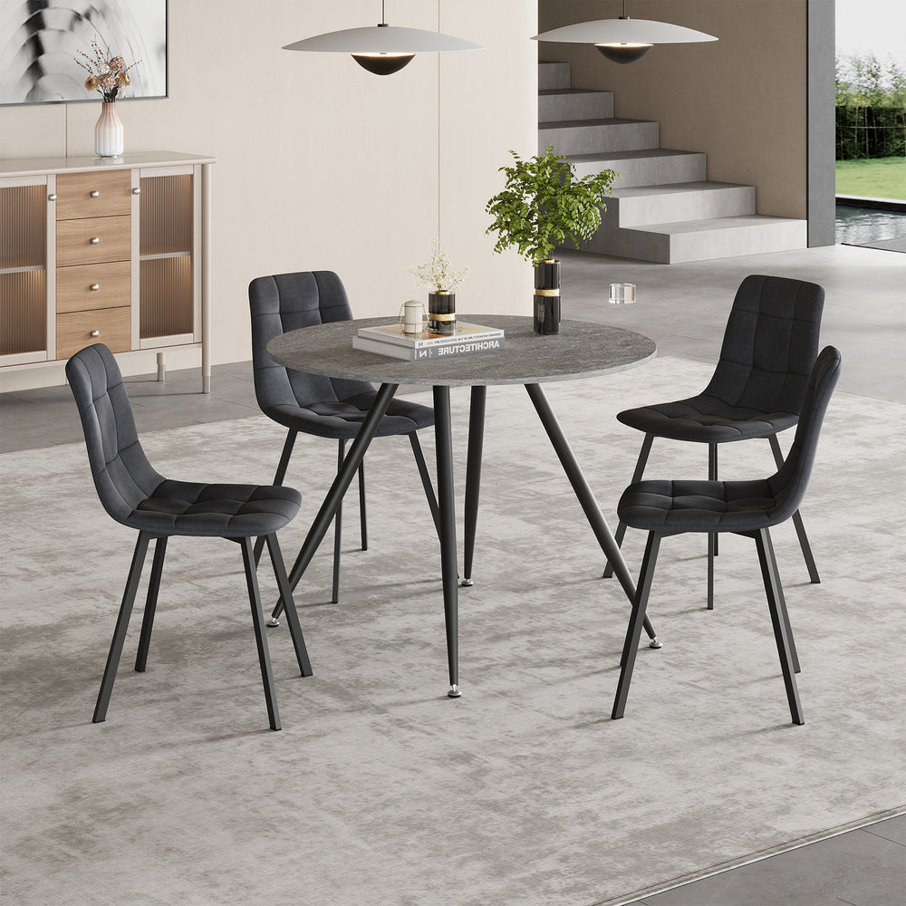 Essgruppe Fitjar 5 részes betonhatás/sötétszürke [en.casa] - premiumXL