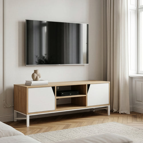 TV-szekrény Kerrköndam 120x40x46 cm tölgyfa hatású/fehér [en.casa]