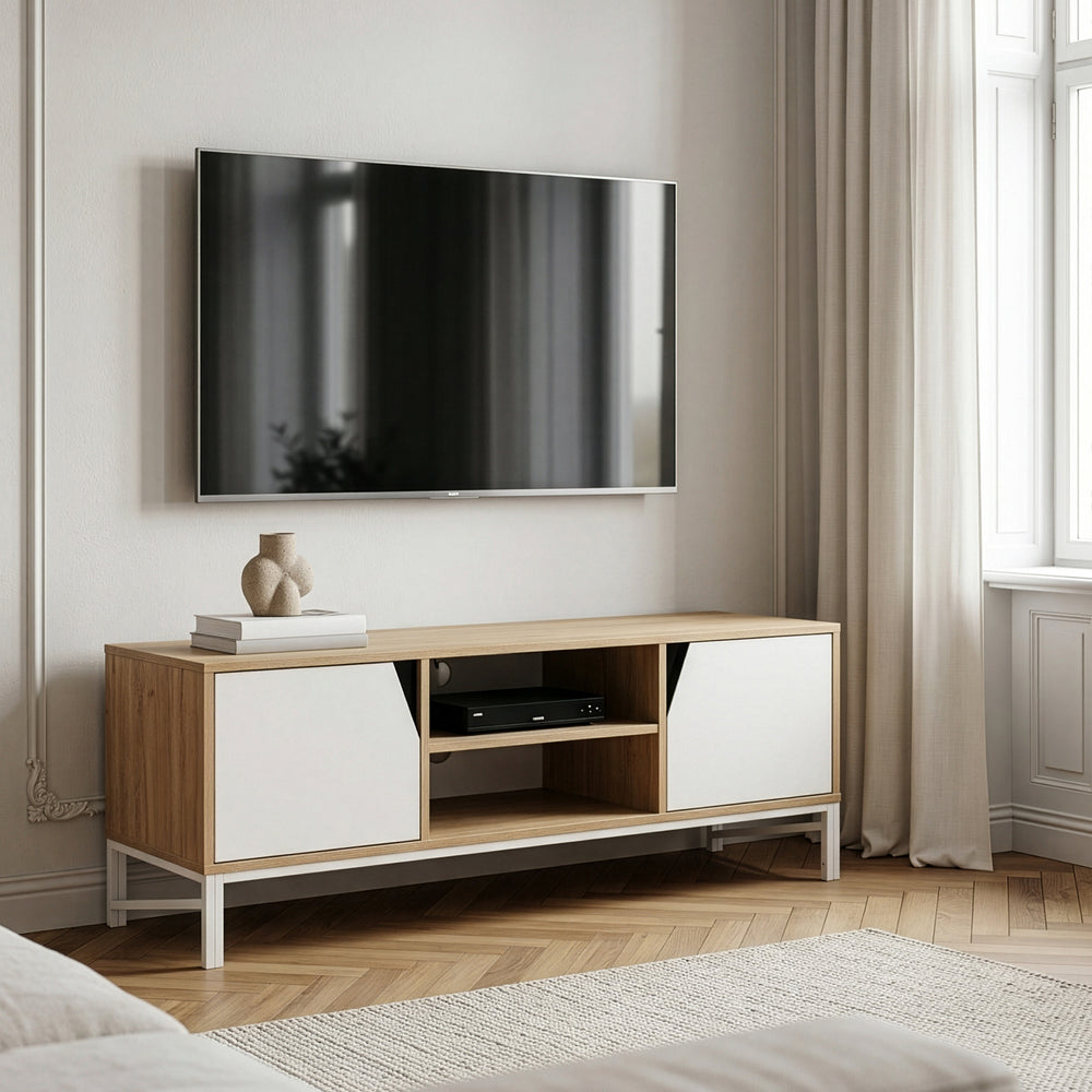 TV-szekrény Kerrköndam 120x40x46 cm tölgyfa hatású/fehér [en.casa]
