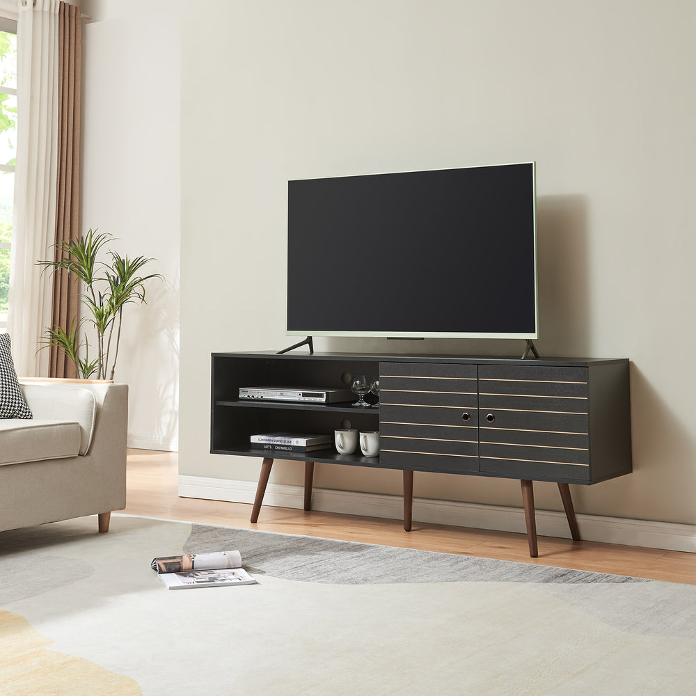 TV-szekrény Vare 160x40x66 cm fekete [en.casa] - premiumXL