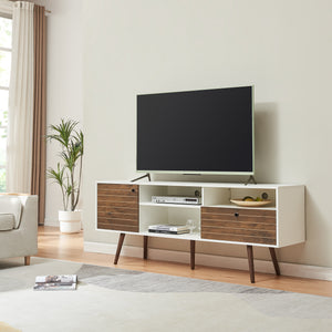 TV-szekrény Vare 165x40x66 cm fehér/diófa hatás [en.casa] - premiumXL
