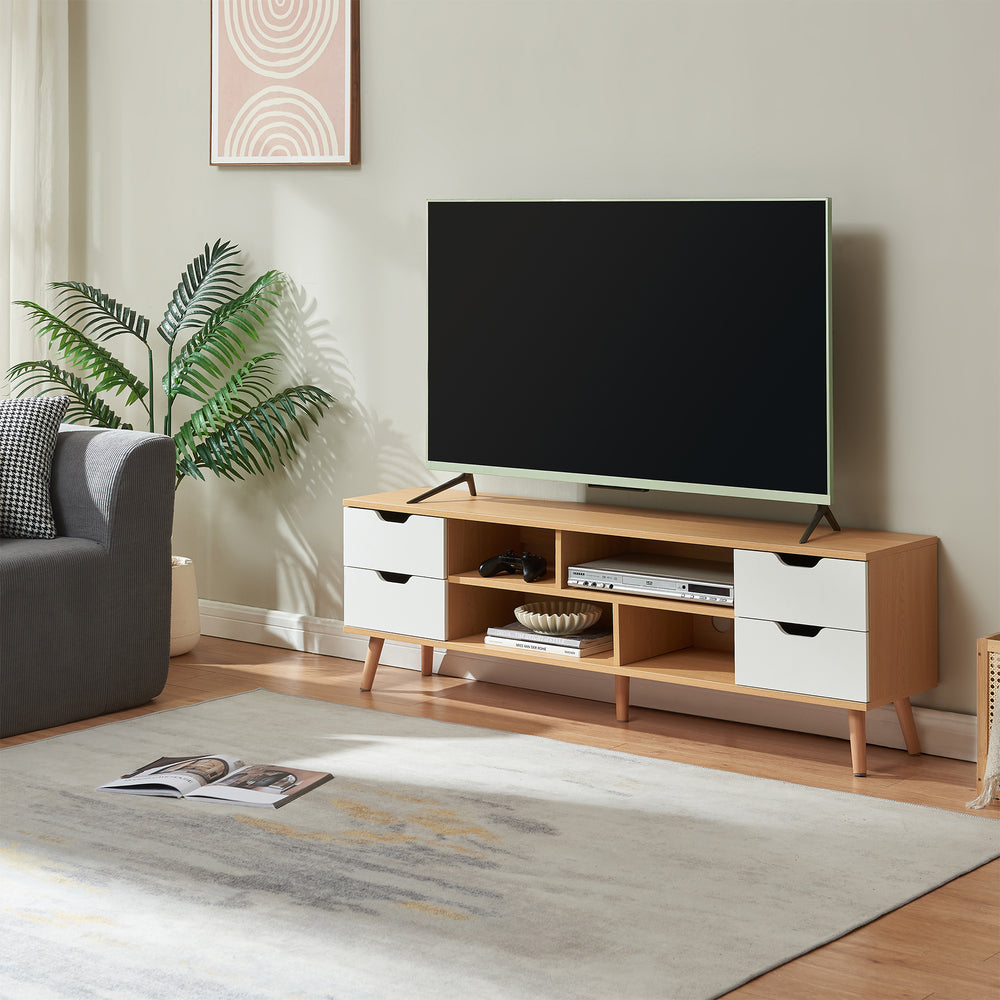 TV szekrény Bordkak 140x30x45 cm tölgyfa hatású/fehér [en.casa]