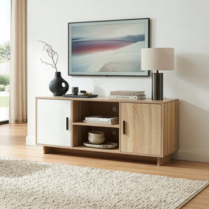 TV szekrény Kenta 120x39x52 cm Sonoma tölgy hatású/fehér [en.casa]
