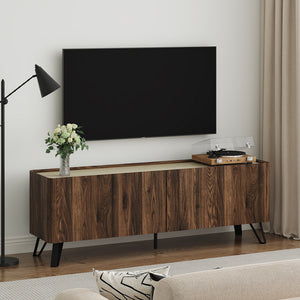 TV szekrény Trorlon 160x40x55 cm diófa hatású/travertin [en.casa]