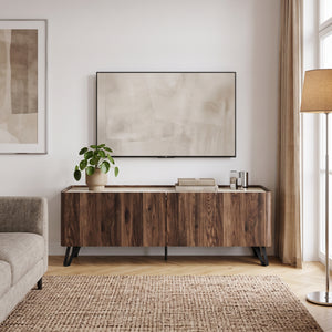 TV szekrény Trorlon 160x40x55 cm diófa hatású/travertin [en.casa]