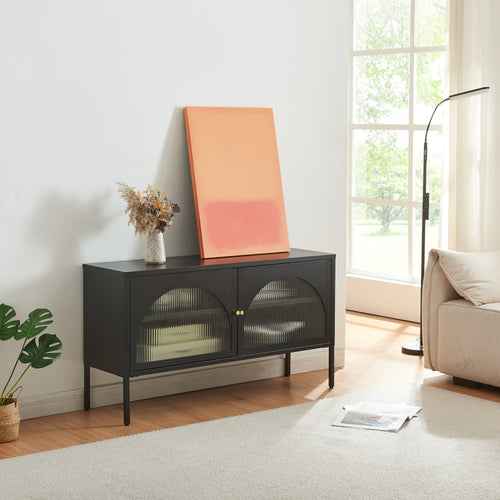 TV-szekrény Karlskrona 115x35x64 cm fekete, matt [en.casa] - premiumXL