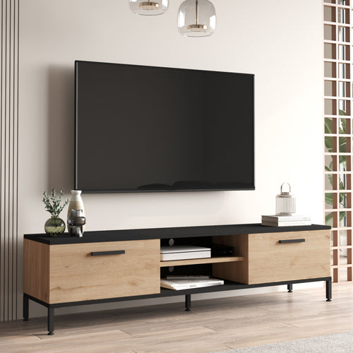 Lempäälä TV-asztal 2 tárolórekesszel 160 x 35 x 39 cm különböző színekben [en.casa] - premiumXL
