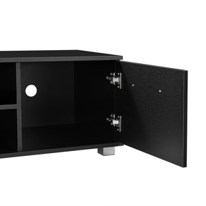 TV-állvány 120 x 40 x 38 cm TV-szekrény polccal tévéasztal ajtóval forgácslap fehér/fekete [en.casa]® 