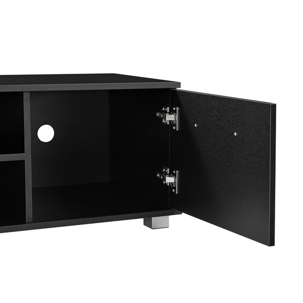 TV-állvány 120 x 40 x 38 cm TV-szekrény polccal tévéasztal ajtóval forgácslap fehér/fekete [en.casa]® 