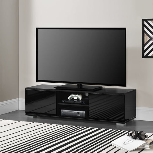TV-szekrény 34,5x120x40 cm fehér vagy fekete fényes [en.casa]