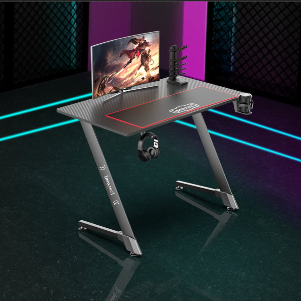 Gamer asztal Oakland fekete 80 kg karbonszálas optika több méretben [pro.tec] 