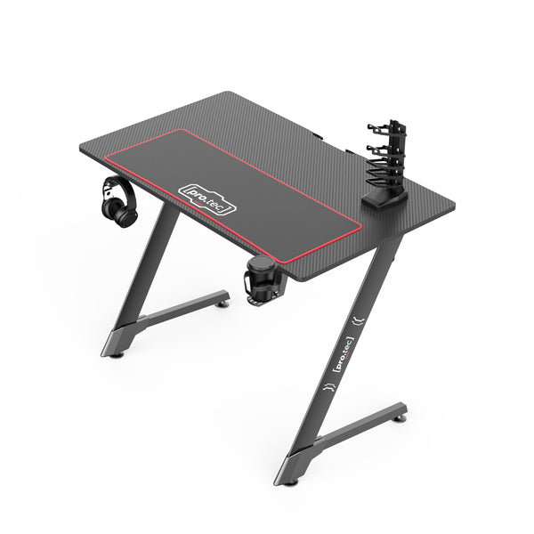 Gamer asztal Oakland fekete 80 kg karbonszálas optika több méretben [pro.tec] 