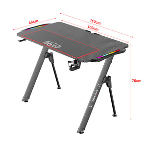 Gamer asztal Stockton fekete RGB LED-világítással több méretben [pro.tec] 