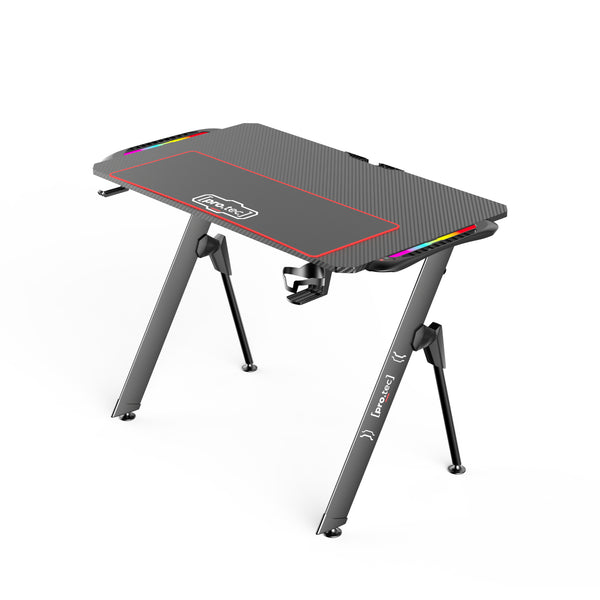 Gamer asztal Stockton fekete RGB LED-világítással több méretben [pro.tec] 