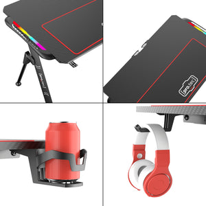 Gamer asztal Stockton fekete RGB LED-világítással több méretben [pro.tec] 