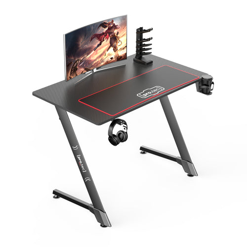 Gamer asztal Oakland fekete 80 kg karbonszálas optika több méretben [pro.tec] 