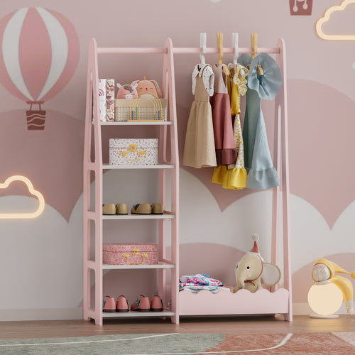 Gyermekruhásszekrény Vestnes 114x77x30 cm Cotton Candy/Fehér [en.casa] - premiumXL