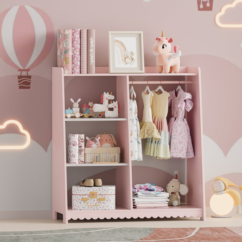 Gyermekruhásszekrény Vestnes 90x80x38 cm Cotton Candy/Fehér [en.casa] - premiumXL