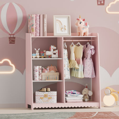 Gyermekruhásszekrény Vestnes 90x80x38 cm Cotton Candy/Fehér [en.casa] - premiumXL