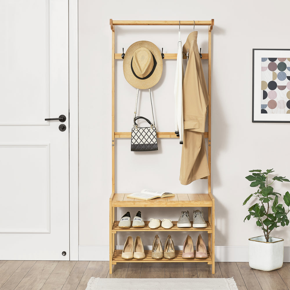 Tornio ruhafogas 168 x 70 x 35 cm bambusz natúr [en.casa] - premiumXL
