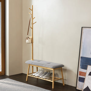 Pad cipőtartóval és fogassal bambuszból Bygland 90x34x165cm [en.casa]
