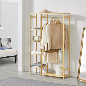 Ruhafogas Eurajoki 139x100x40 cm bambusz natúr [en.casa] - premiumXL