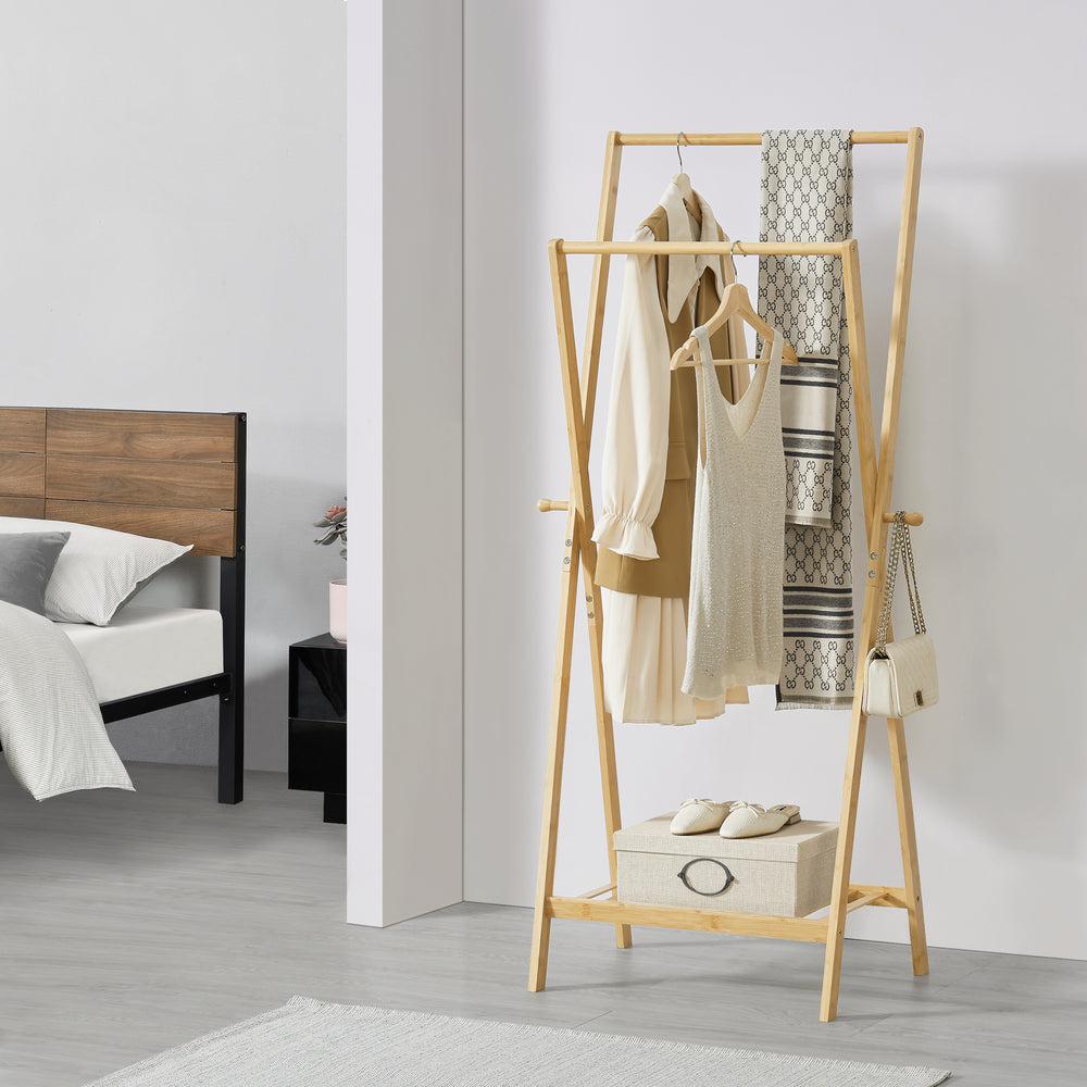 Ruhafogas Keitele 150 x 60 x 42 cm bambusz natúr [en.casa] - premiumXL