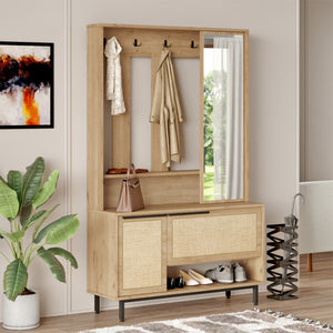 Kompakt ruhafogas Kvænangen 78x112x36 cm tölgy/rattan hatás [en.casa] - premiumXL