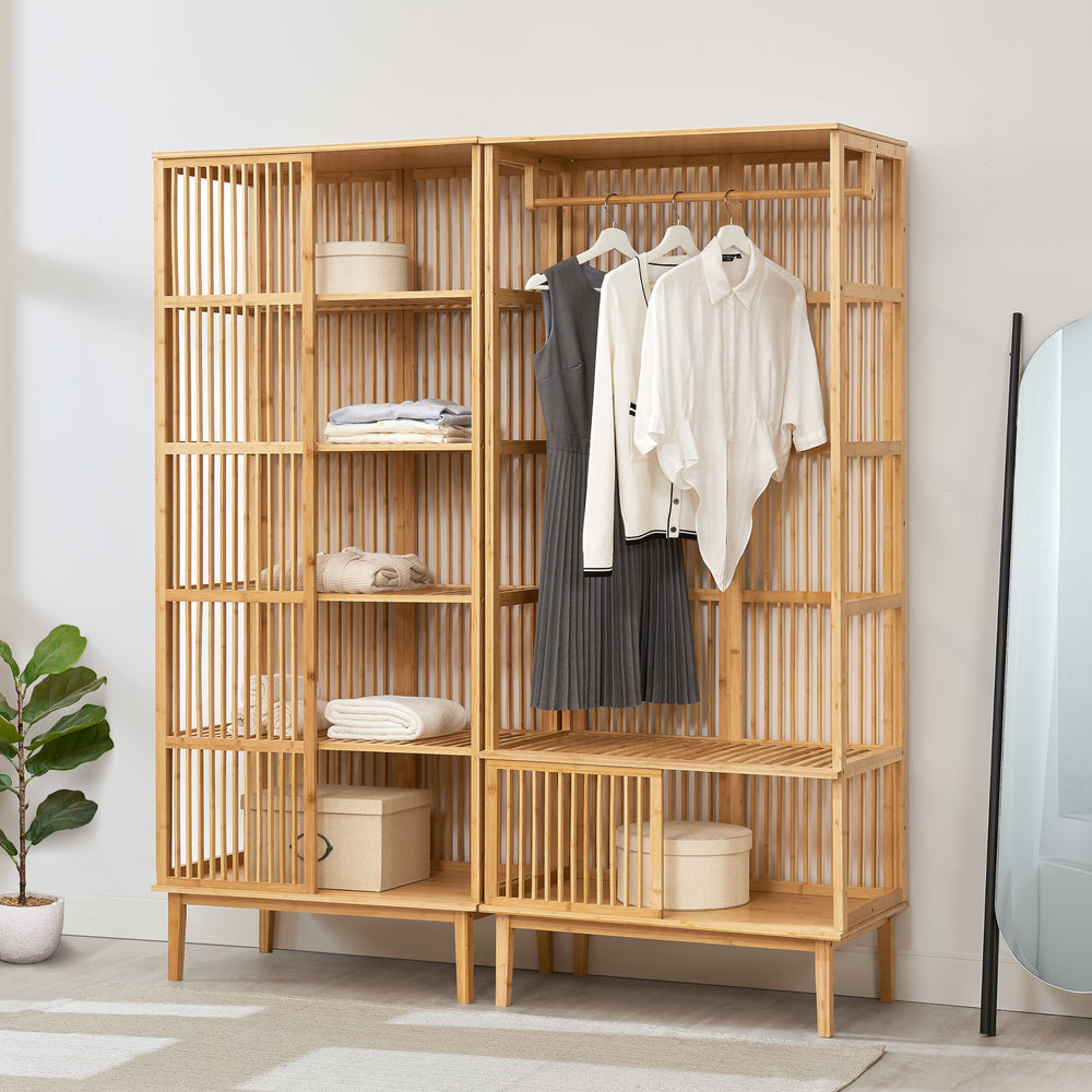 Gardróbszett állópolc Trundholm + ruhaállvány Vemb [en.casa]