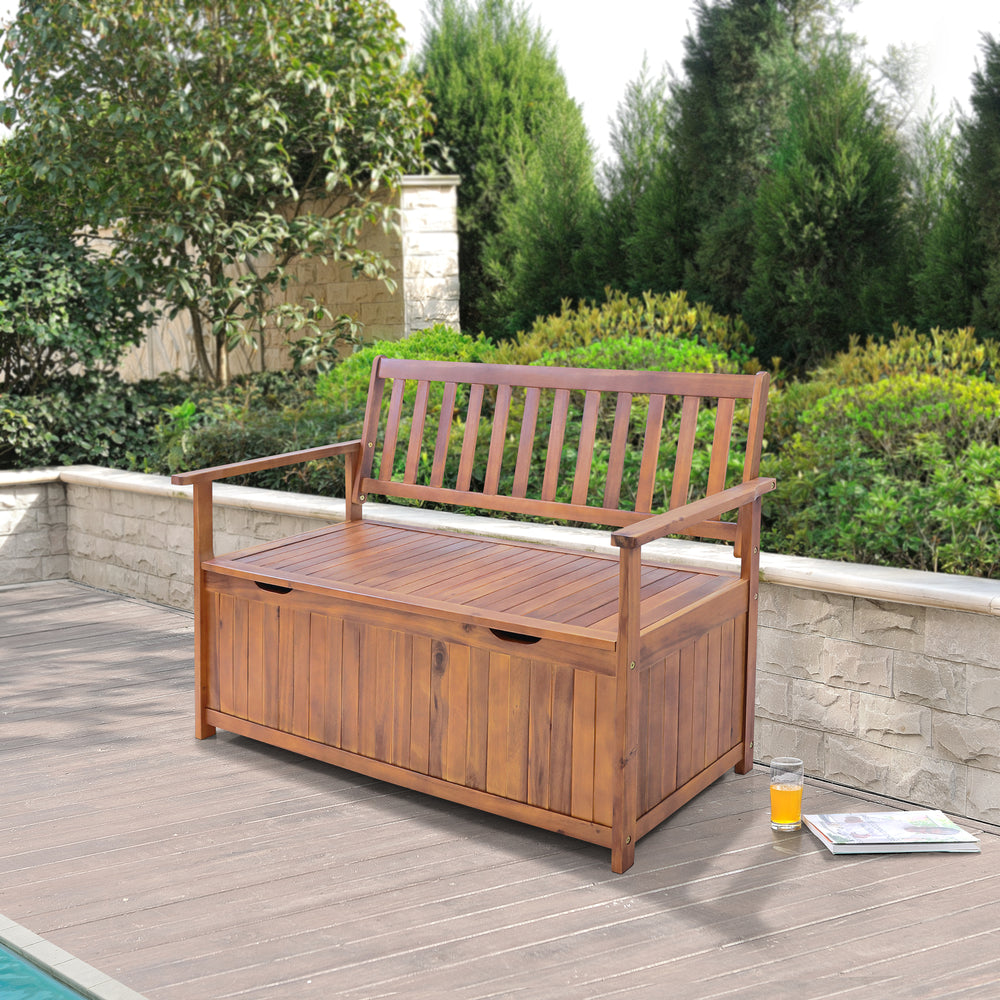 Akácfa kerti pad tárolóval Avezzano 30x60x88cm FSC® tanúsítvánnyal [en.casa]