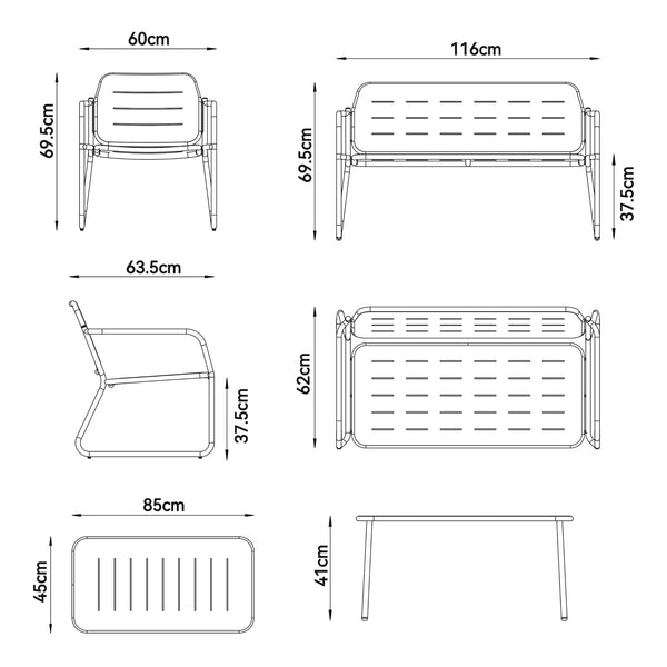 Kerti bútor szett Andria acél [casa.pro]