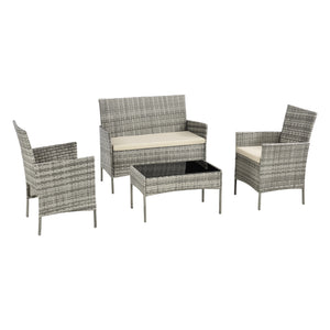 Kertibútor szett Prazeres acél/polyrattan/poliészter több színben [en.casa]