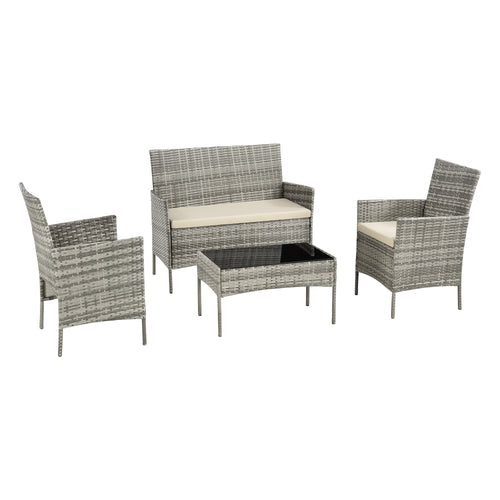 Kertibútor szett Prazeres acél/polyrattan/poliészter több színben [en.casa]