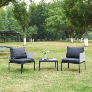 Kerti bútor szett Accettura 3 részes alumínium szürke [casa.pro] - premiumXL