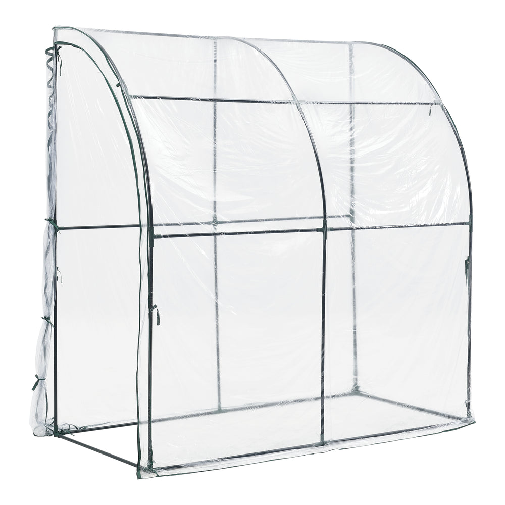 Falhoz helyezhető fóliasátor Juta 100x200x215 cm acél/PVC áttetsző [en.casa]