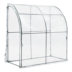 Falhoz helyezhető fóliasátor Juta 100x200x215 cm acél/PVC áttetsző [en.casa]