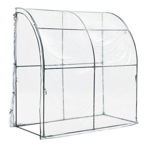 Falhoz helyezhető fóliasátor Juta 100x200x215 cm acél/PVC áttetsző [en.casa]